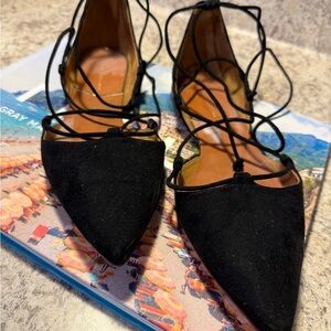 Zara Black Lace-Up Flats